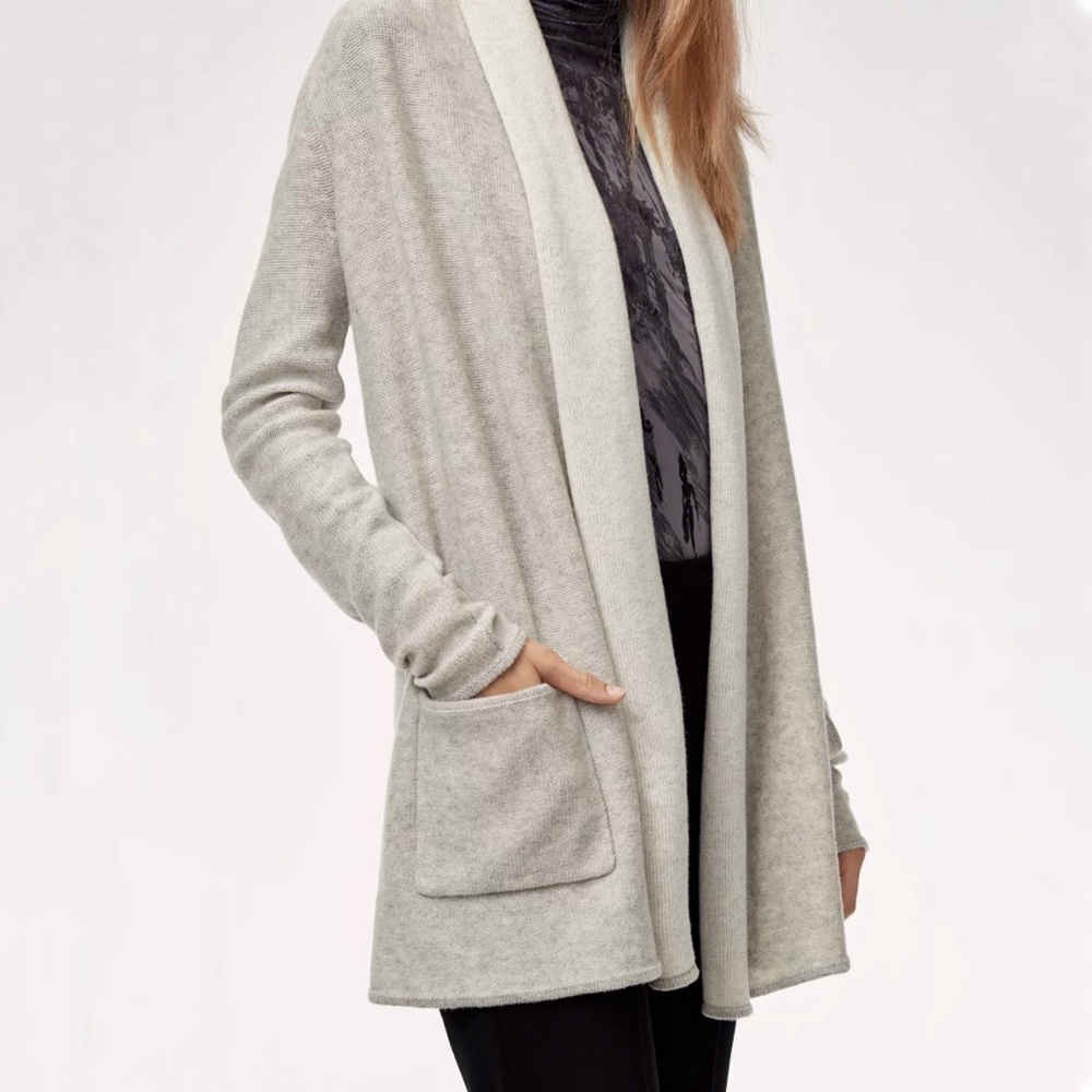 Babaton | Beekman Cardigan Sweater Light Grey Size Small Aritzia